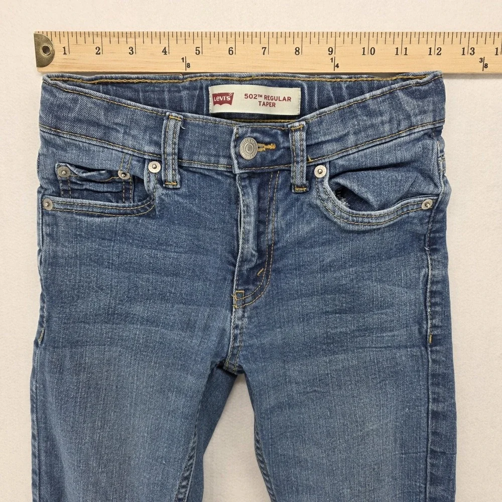 Levis 502 Boys Size 8 Regular Taper Jeans Blue Premium Denim 24x22 Casual